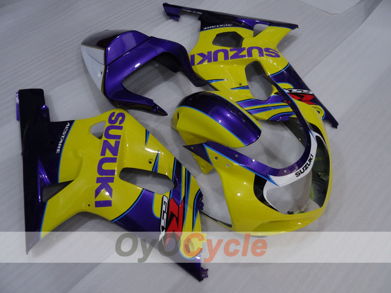 Kit de carenado por inyección para 01-03 GSX R600 - Amarillo, Púrpura - Estilo de fábrica #OYO87905080