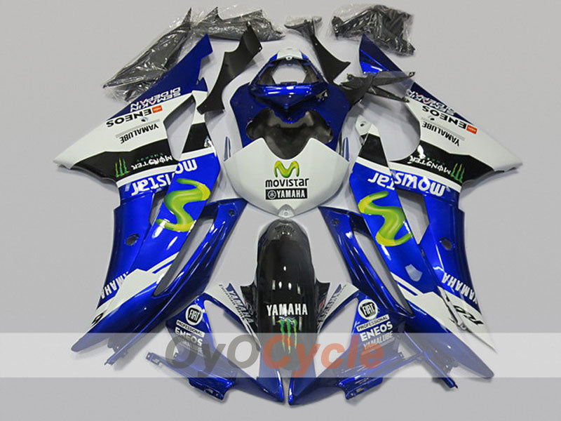 Kit de carenado por inyección para YZF-R6 08-16 - Azul, Blanco - Movistar #OYO87904732