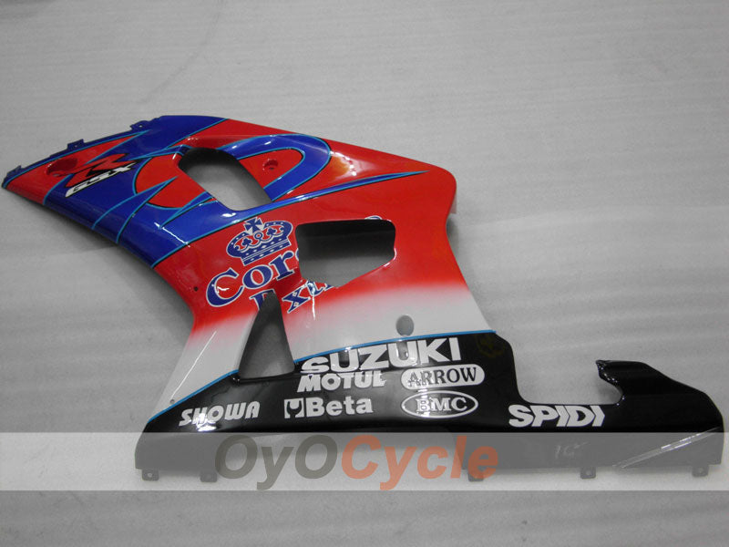 Kit de carenado por inyección para 01-03 GSX R600 - Rojo, Azul - Corona #OYO87901030