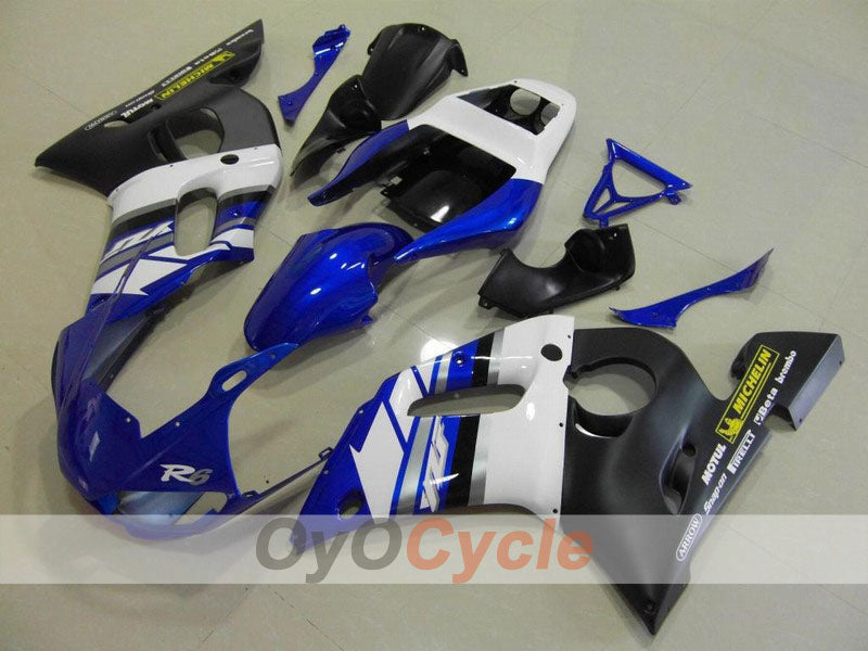 Kit de carenado por inyección para YZF-R6 98-02 - Azul, Negro, Mate - Estilo de fábrica #OYO87901004