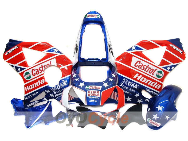 Kit de carenado por inyección para 02-03 CBR900RR 954 - Rojo, Azul - Castrol #OYO87902700 Imagen principal del producto