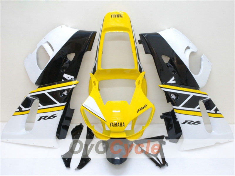 Carenado de inyección para YZF-R6 98-02 - Amarillo, blanco - Estilo de fábrica #OYO87900997
