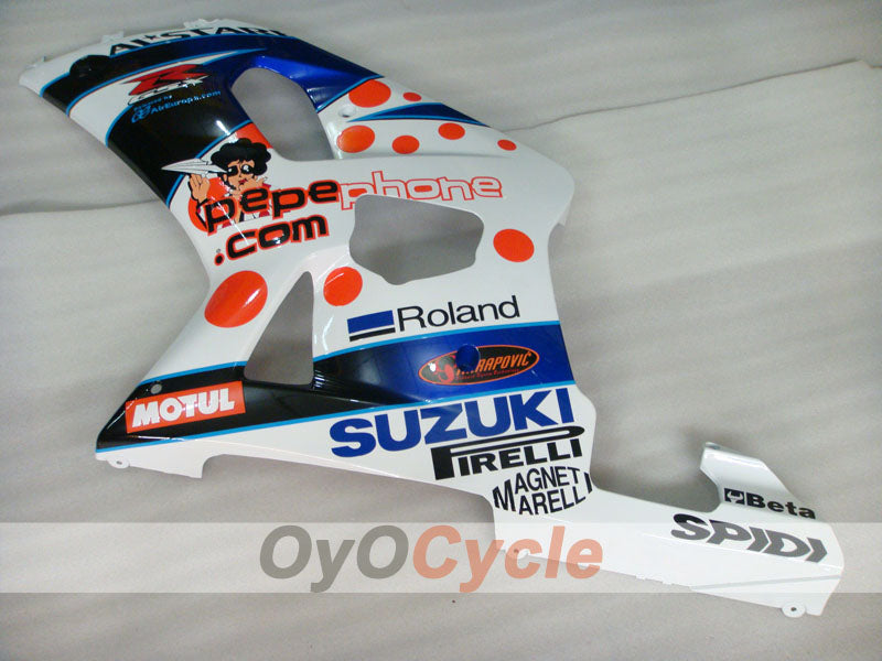 Kit de carenado por inyección para GSX R1000 00-02 - Azul, Blanco - Dark Dog, MOTUL #OYO87905215