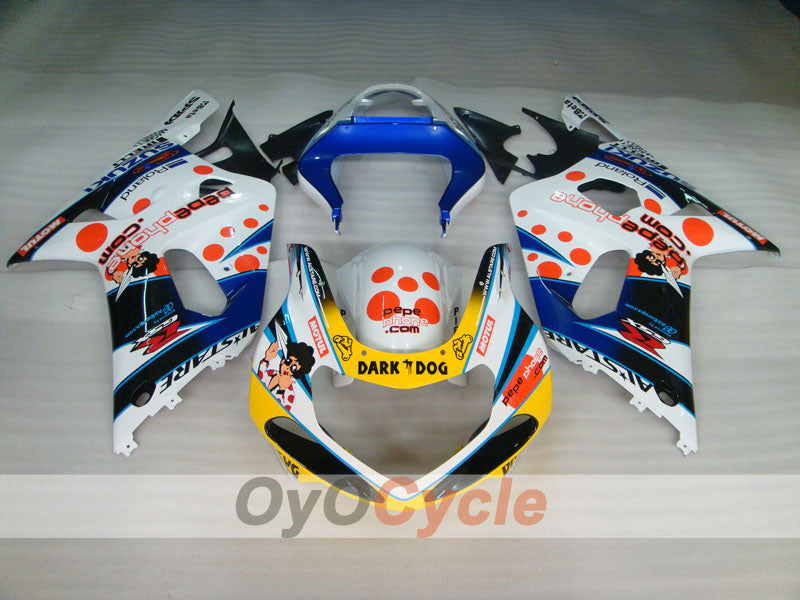 Kit de carenado por inyección para GSX R1000 00-02 - Azul, Blanco - Dark Dog, MOTUL #OYO87905215