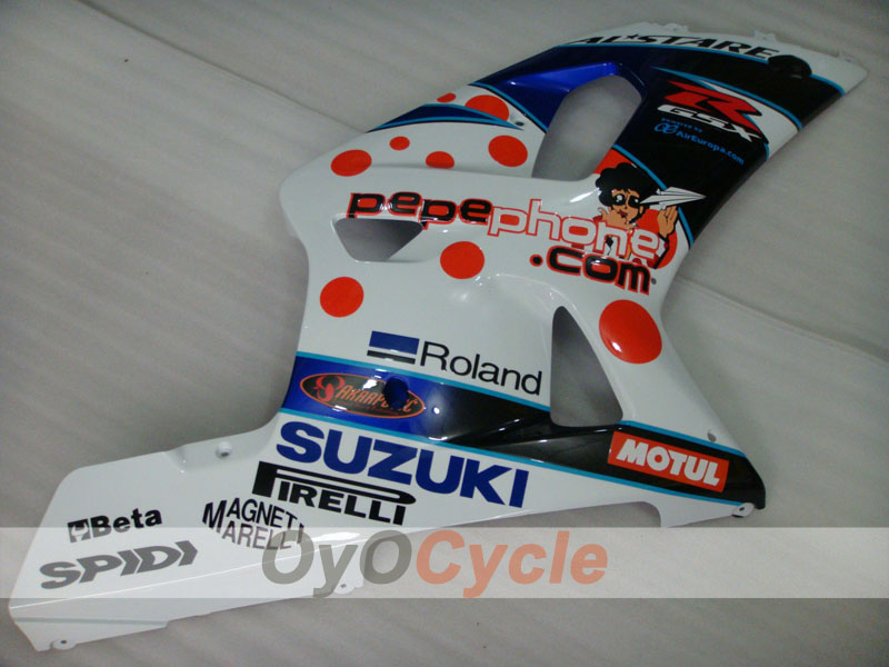 Kit de carenado por inyección para GSX R600 01-03 - Azul, Blanco - Dark Dog #OYO87901035