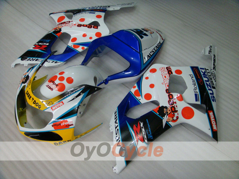 Kit de carenado por inyección para GSX R600 01-03 - Azul, Blanco - Dark Dog #OYO87901035