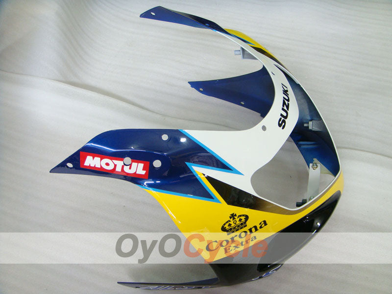Kit de carenado de inyección para GSX R600 01-03 - Amarillo, Azul - Corona, MOTUL #OYO87905113