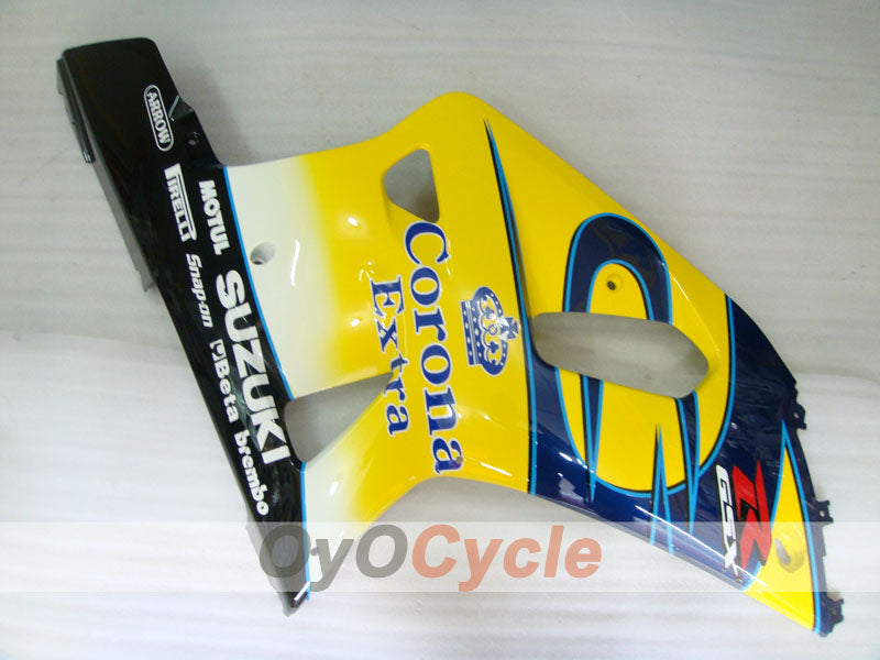 Kit de carenado de inyección para GSX R600 01-03 - Amarillo, Azul - Corona, MOTUL #OYO87905113