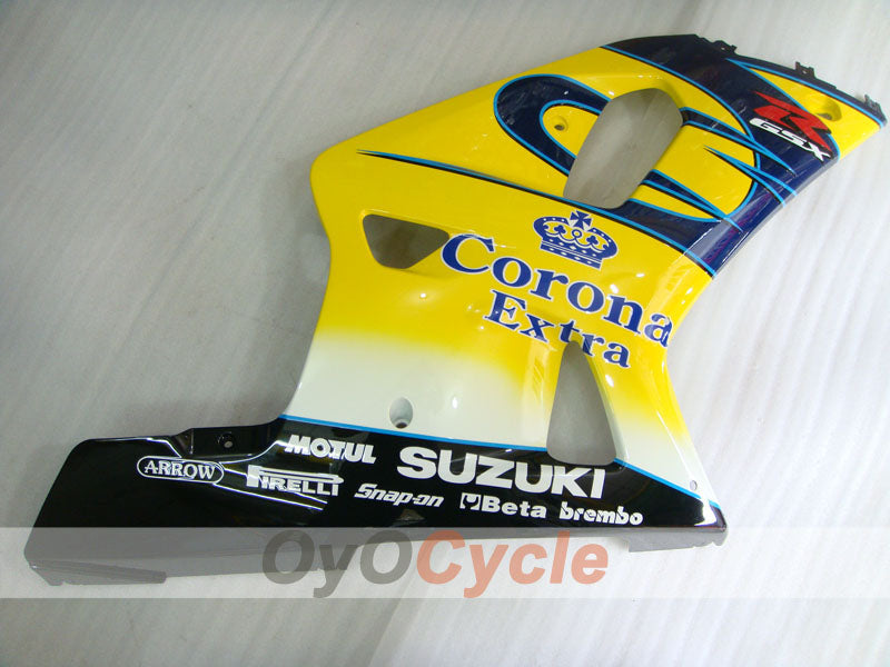 Kit de carenado de inyección para GSX R600 01-03 - Amarillo, Azul - Corona, MOTUL #OYO87905113