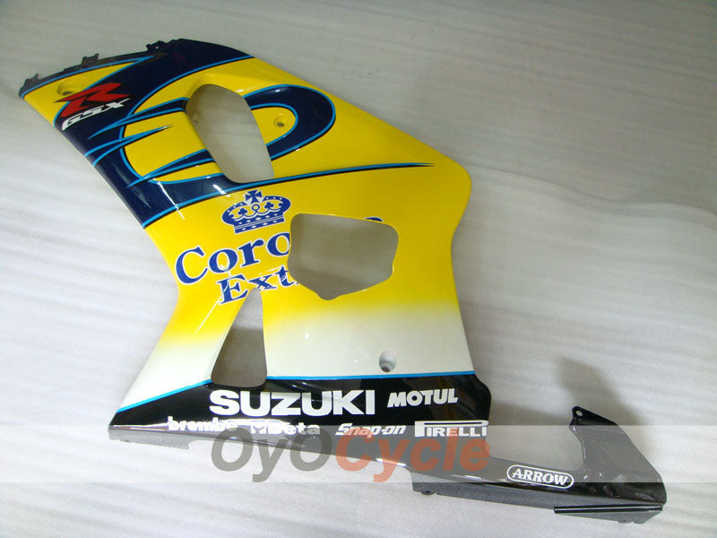 Kit de carenado de inyección para GSX R600 01-03 - Amarillo, Azul - Corona, MOTUL #OYO87905113