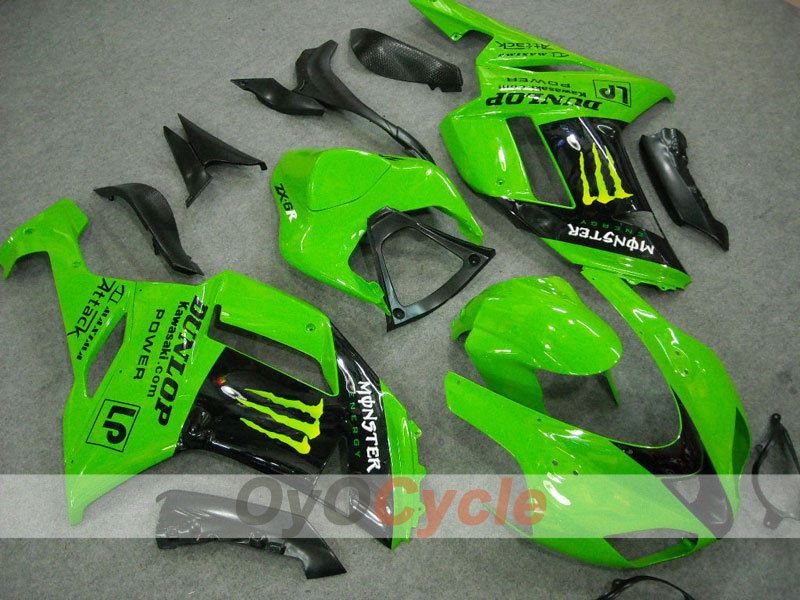 Carenado de inyección para NINJA ZX-6R 07-08 - Verde, Negro - Monster #OYO87901943 Imagen principal del producto