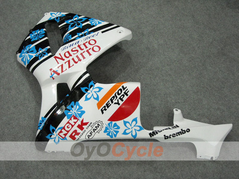 Carenado inyectado para CBR600RR 03-04 - Blanco, Negro - Nastro Azzurro #OYO87902539