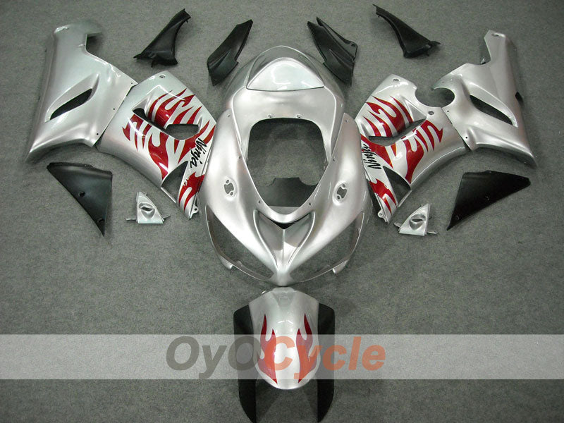 Kit de carenado por inyección para NINJA ZX-6R 05-06 - Rojo, Plateado - Llama #OYO87901864