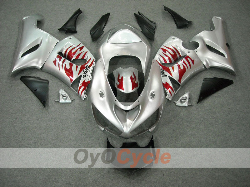 Kit de carenado por inyección para NINJA ZX-6R 05-06 - Rojo, Plateado - Llama #OYO87901864