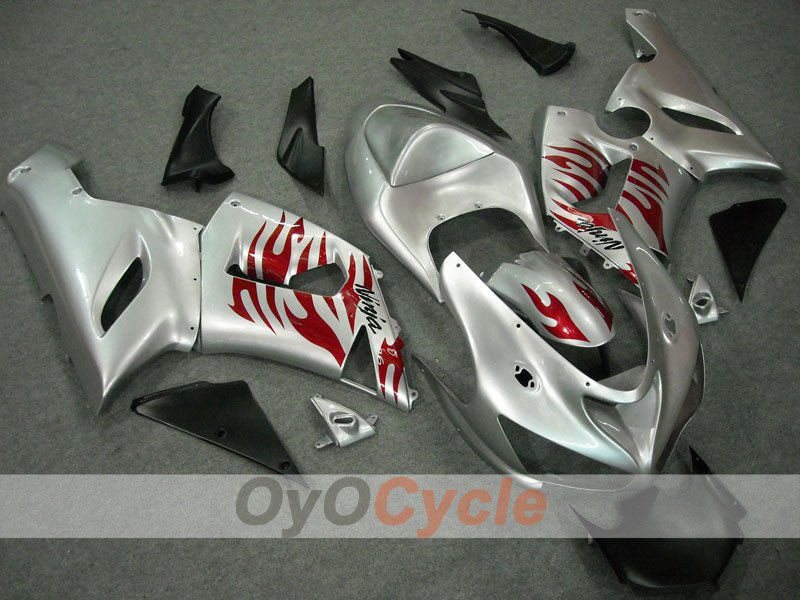 Kit de carenado por inyección para NINJA ZX-6R 05-06 - Rojo, Plateado - Llama #OYO87901864 Imagen principal del producto
