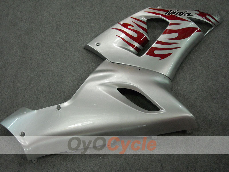 Kit de carenado por inyección para NINJA ZX-6R 05-06 - Rojo, Plateado - Llama #OYO87901864