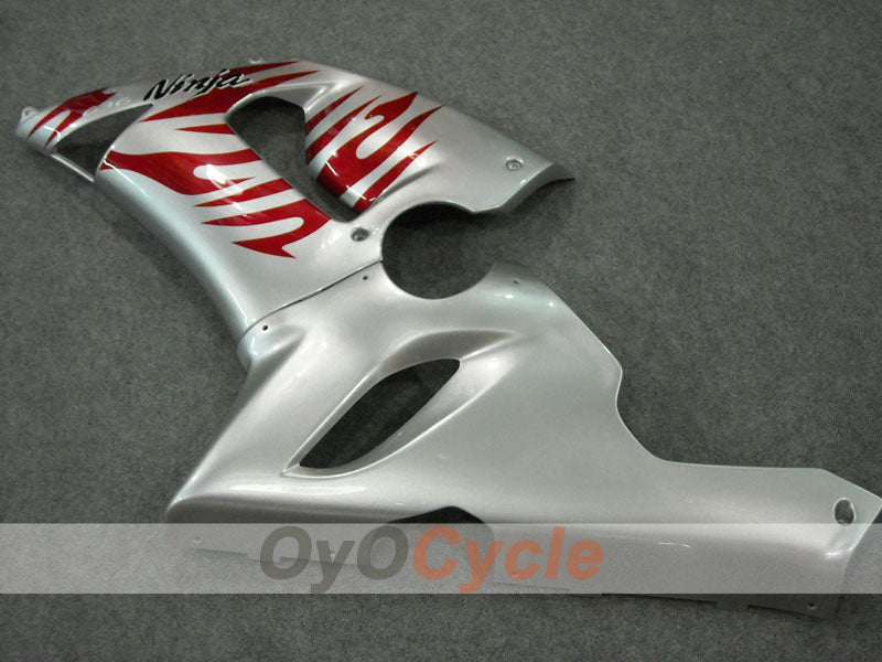 Kit de carenado por inyección para NINJA ZX-6R 05-06 - Rojo, Plateado - Llama #OYO87901864