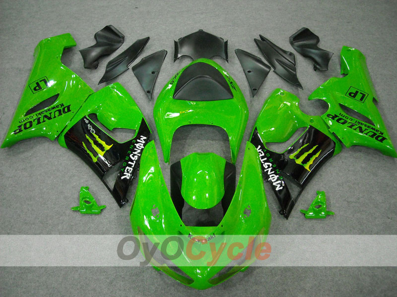 Kit de carenado de inyección para NINJA ZX-6R 05-06 - Verde, Negro - Monster #OYO87901873