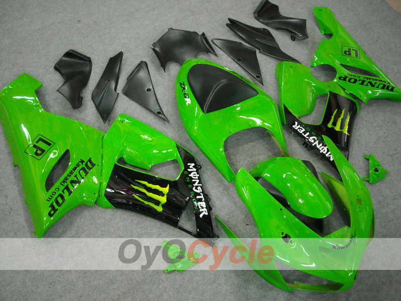 Kit de carenado de inyección para NINJA ZX-6R 05-06 - Verde, Negro - Monster #OYO87901873