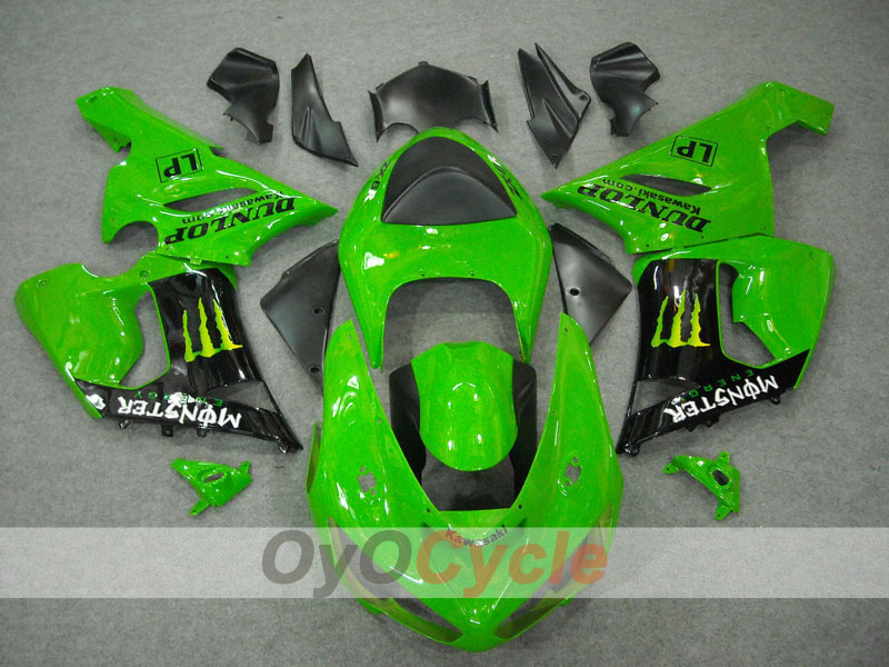 Kit de carenado de inyección para NINJA ZX-6R 05-06 - Verde, Negro - Monster #OYO87901873