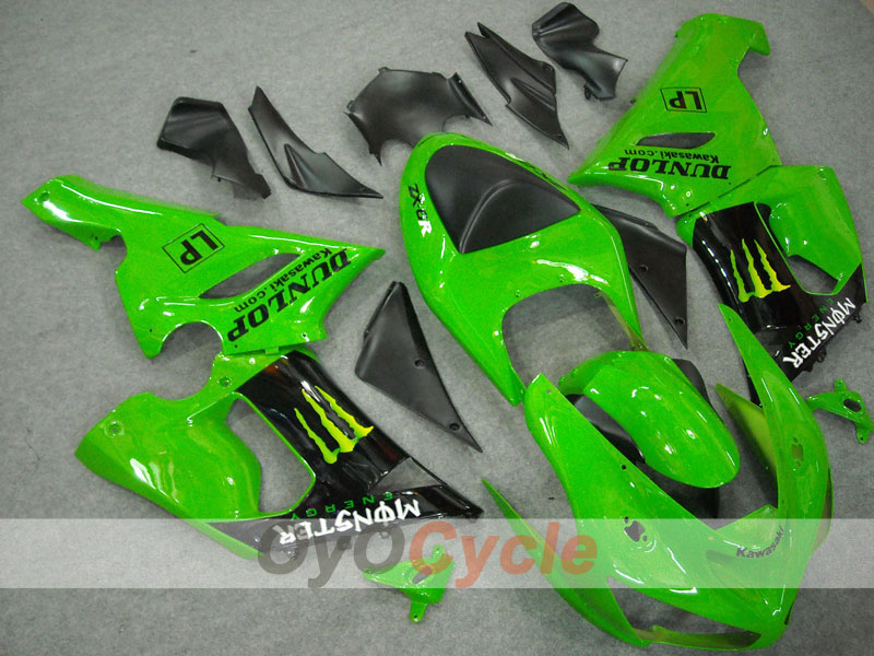 Kit de carenado de inyección para NINJA ZX-6R 05-06 - Verde, Negro - Monster #OYO87901873