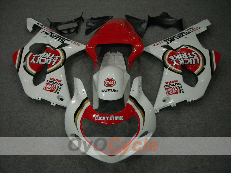 Kit de carenado por inyección para GSX R750 00-03 - Rojo, Blanco - Lucky Strike #OYO87901058