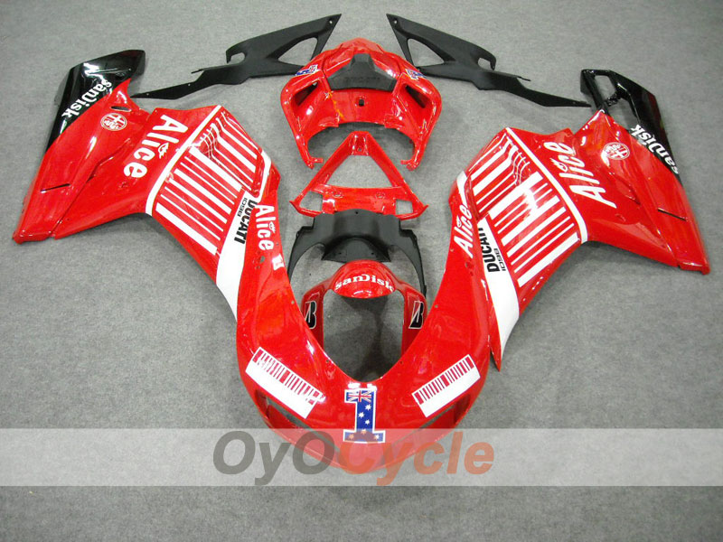 Kit de carenado por inyección para Ducati 1098 07-09 - Rojo, Negro - Alice #OYO87902273