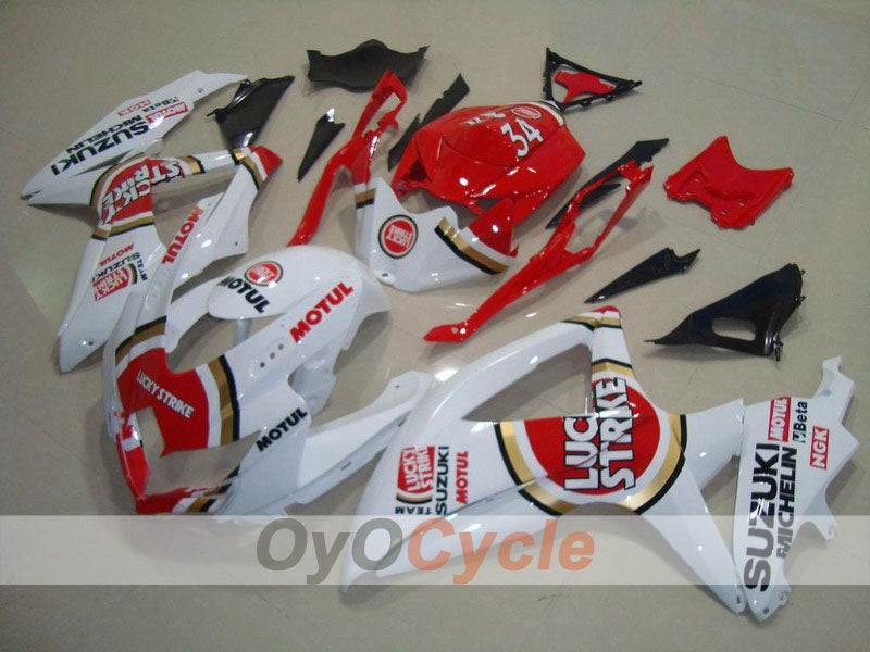 Carenado de inyección para GSX R600 08-10 - Rojo, Blanco - Lucky Strike, MOTUL #OYO87901643