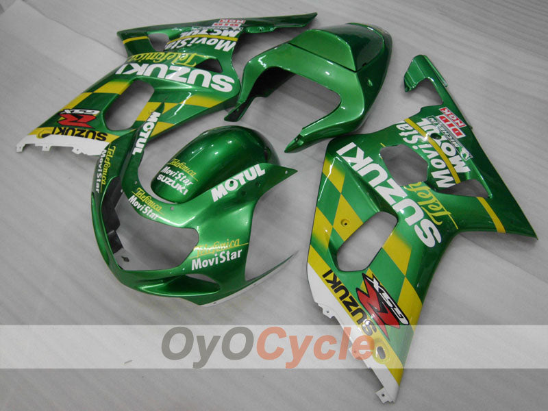 Carenado moldeado por inyección para GSX R600 01-03 - Verde - Movistar #OYO87905088