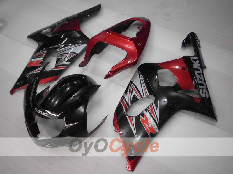 Kit de carenado por inyección para GSX R600 01-03 - Rojo, Negro - Estilo de fábrica #OYO87901069