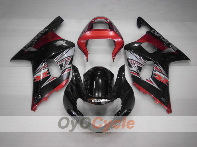 Kit de carenado por inyección para GSX R600 01-03 - Rojo, Negro - Estilo de fábrica #OYO87901069