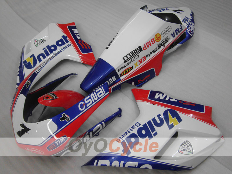 Carenado de inyección para Ducati 1098 07-09 - Azul, Blanco - Estilo de fábrica #OYO87902305