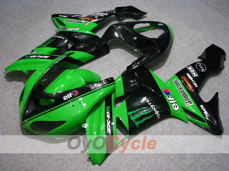 Kit de carenado de inyección para NINJA ZX-10R 06-07 - Verde, Negro - Monster #OYO87901628