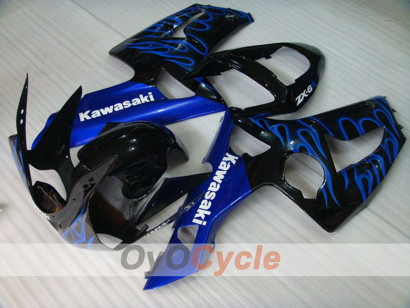 Carenado de inyección para NINJA ZX-6R 03-04 - Azul, Negro - Llama #OYO87901801 Imagen principal del producto