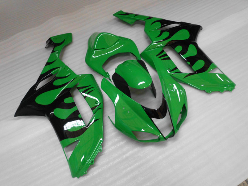 Kit de carenado por inyección para NINJA ZX-6R 07-08 - Verde, Negro - Llama #OYO87901931