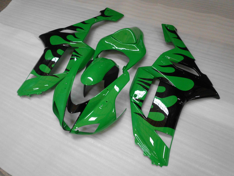Kit de carenado por inyección para NINJA ZX-6R 07-08 - Verde, Negro - Llama #OYO87901931
