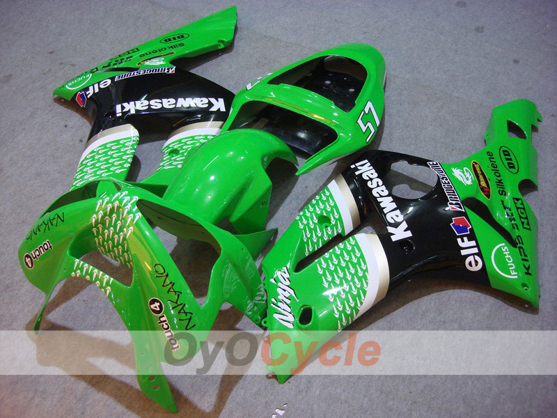 Kit de carenado de inyección para NINJA ZX-6R 03-04 - Verde, Negro - Nakano #OYO87901818