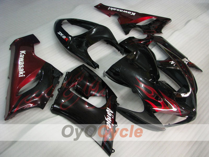 Kit de carenado de inyección para NINJA ZX-6R 05-06 - Rojo, Negro - Llama #OYO87901868 Imagen principal del producto