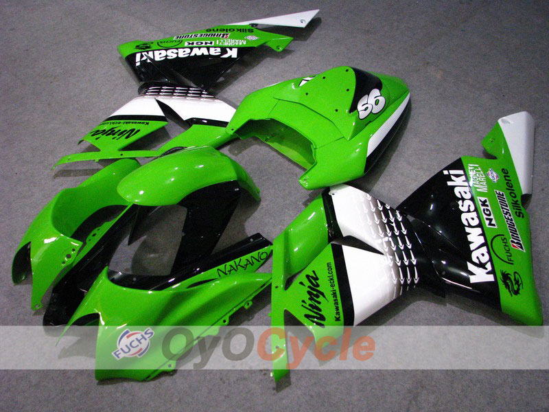 Carenado de inyección para 04-05 NINJA ZX-10R - Verde, Blanco - Nakano #OYO87901549 Imagen principal del producto