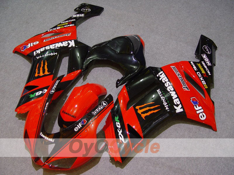 Kit de carenado por inyección para NINJA ZX-6R 07-08 - Rojo, Negro - Monster #OYO87901956