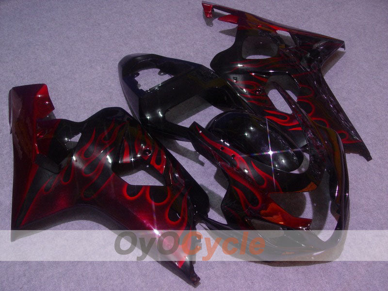 Kit de carenado por inyección para GSX R750 04-05 - Rojo, Negro - Llama #OYO87901251