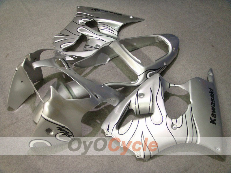 Carenado de inyección para NINJA ZX-6R 00-02 - Blanco, Plata - Llama #OYO87901710