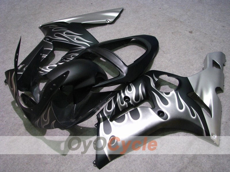 Kit de carenado por inyección para NINJA ZX-6R 03-04 - Negro, Plata - Llama #OYO87901800