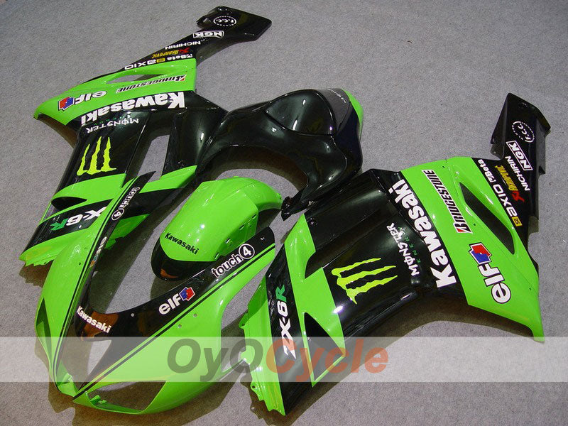 Kit de carenado por inyección para NINJA ZX-6R 07-08 - Verde, Negro - Monster #OYO87901957