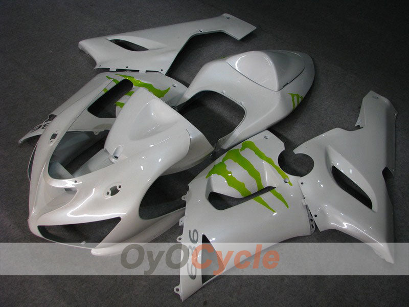Carenado de inyección para NINJA ZX-6R 05-06 - Verde, Blanco - Monster #OYO87901882