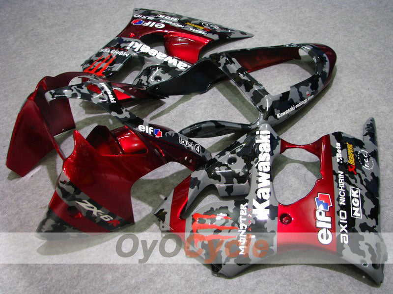Kit de carenado por inyección para NINJA ZX-6R 00-02 - Rojo, Gris - Monster #OYO87901720