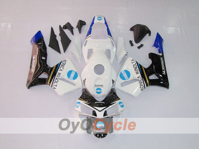 Kit de carenado por inyección para CBR600RR 03-04 - Blanco, Negro - Konica Minolta #OYO87902526