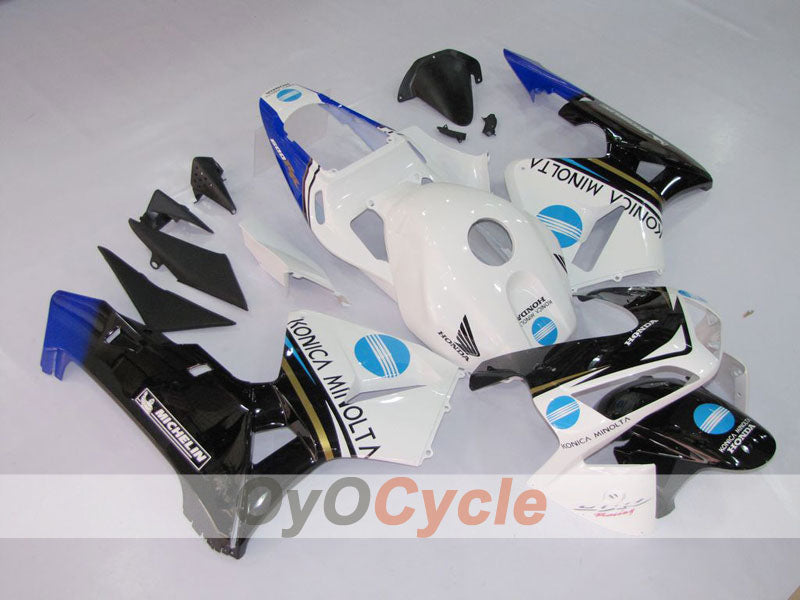 Kit de carenado por inyección para CBR600RR 03-04 - Blanco, Negro - Konica Minolta #OYO87902526