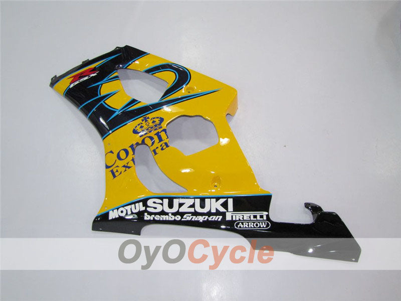 Kit de carenado de inyección para GSX R1000 03-04 - Amarillo, Negro - Corona #OYO87901813