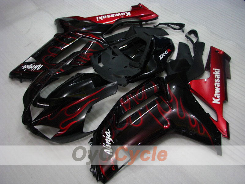 Kit de carenado por inyección para NINJA ZX-6R 07-08 - Rojo, Negro - Llama #OYO87901937